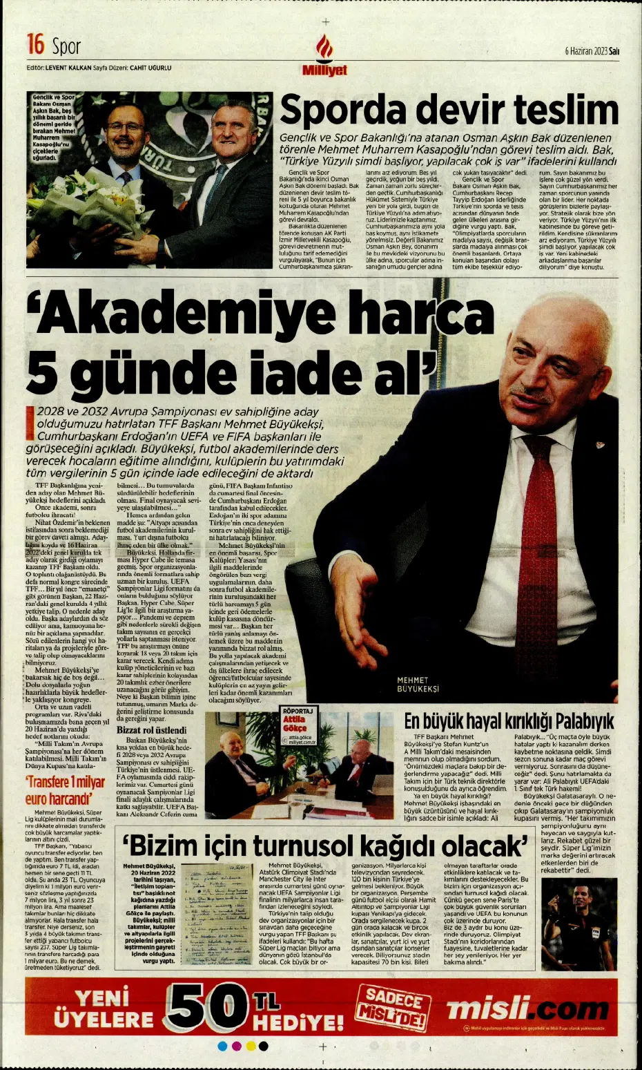 "Devler Ligi'ne süper Aslan" | Sporun manşetleri (6 Haziran 2023) - 14