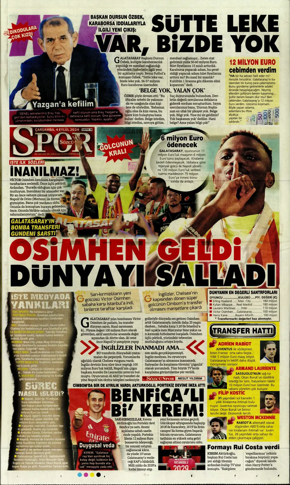 "Dünya Osimhen'i konuşuyor" | Sporun manşetleri (4 Eylül 2024) - 27