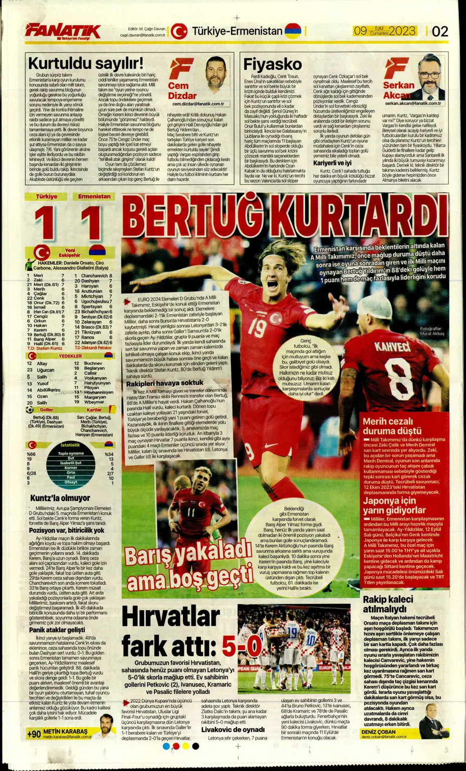 "Kuntz'un eseri" | Sporun manşetleri (9 Eylül 2023) - 6