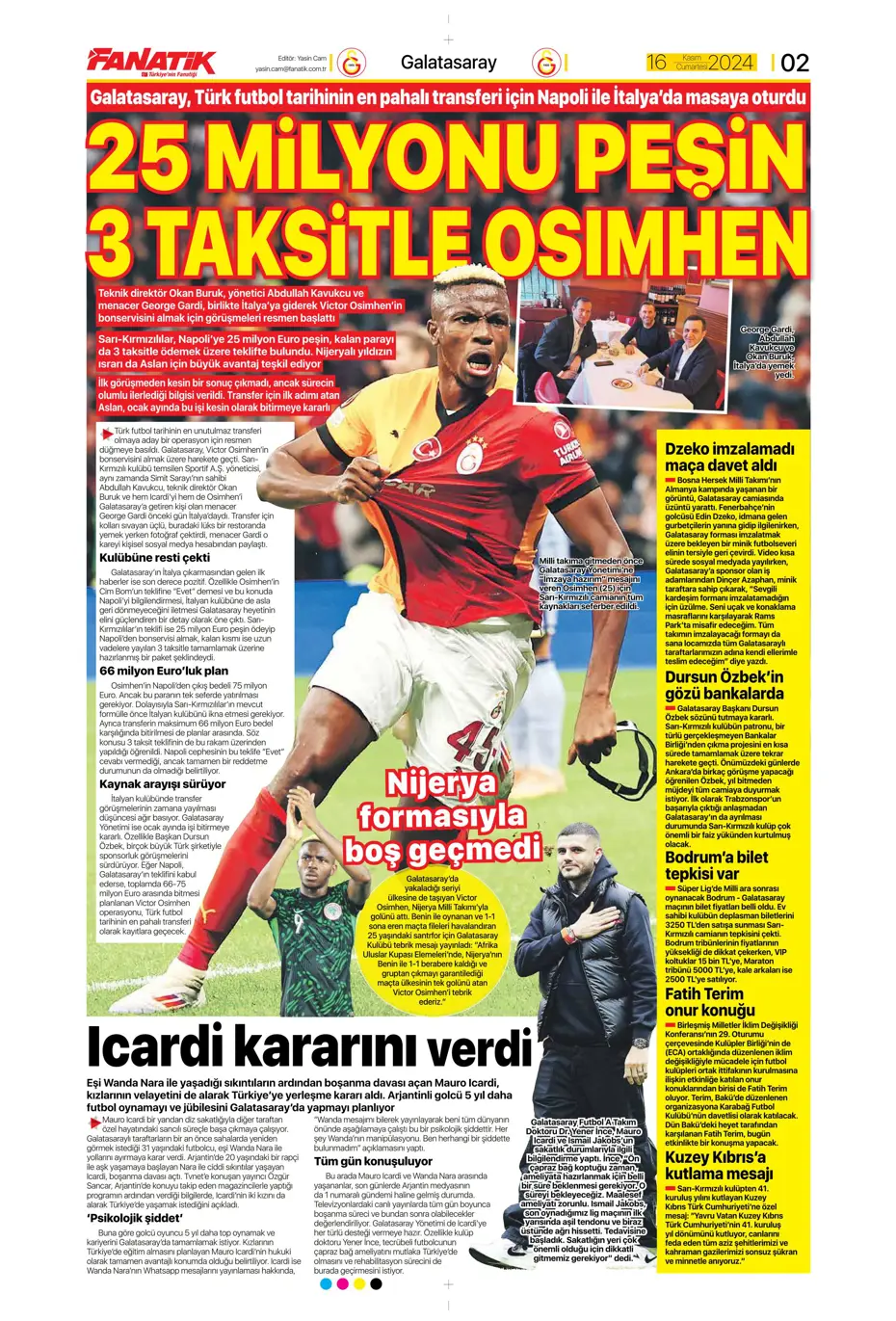 "Jorginho sürprizi" | Sporun manşetleri (16 Kasım 2024) - 5