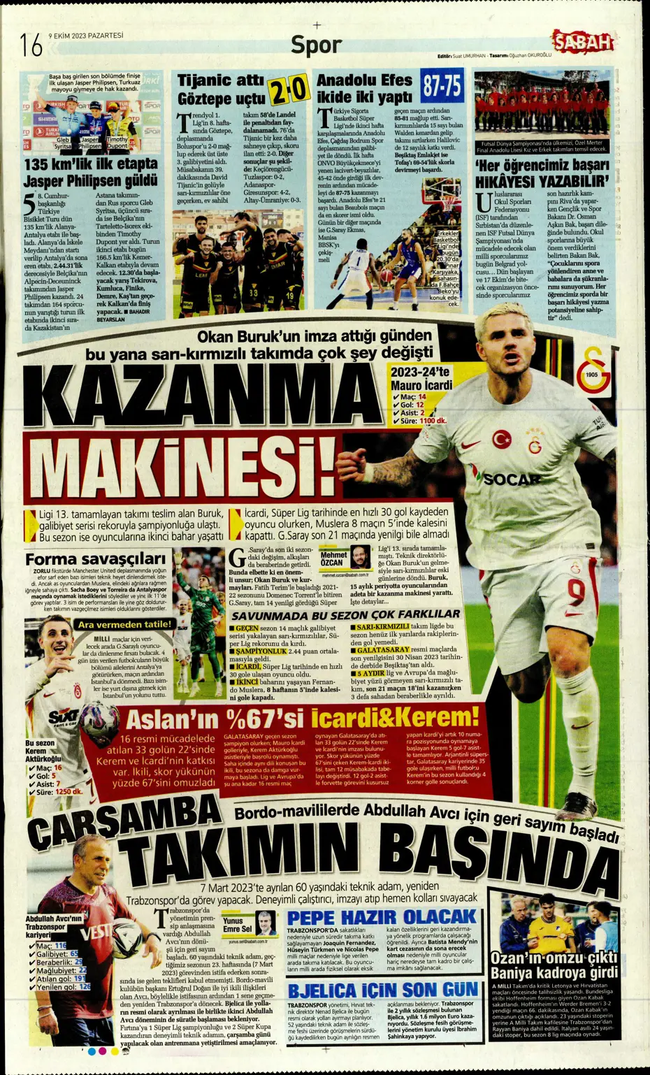 "Ağa da paşa da Fenerbahçe" | Sporun manşetleri (9 Ekim 2023) - 29 "Ağa da paşa da Fenerbahçe" | Sporun manşetleri (9 Ekim 2023) - 29