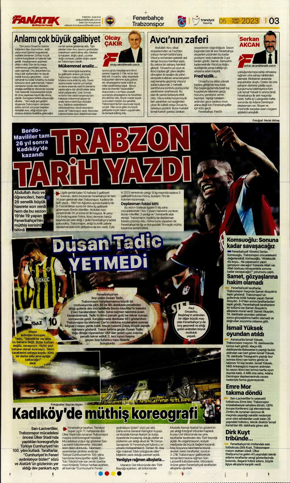 "Kadıköy'de tarihi fırtına" | Sporun manşetleri (5 Kasım 2023) - 5