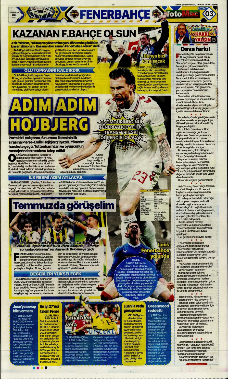"Fenerbahçe çok ama çok büyük oynuyor'" | Sporun manşetleri (11 Haziran 2024) - 14 "Fenerbahçe çok ama çok büyük oynuyor'" | Sporun manşetleri (11 Haziran 2024) - 14