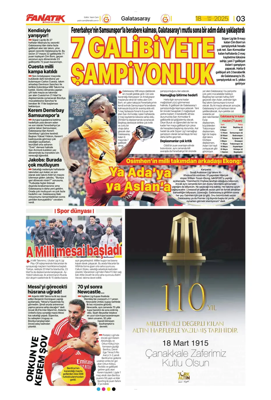 "Sane bombası" | Sporun manşetleri - 3