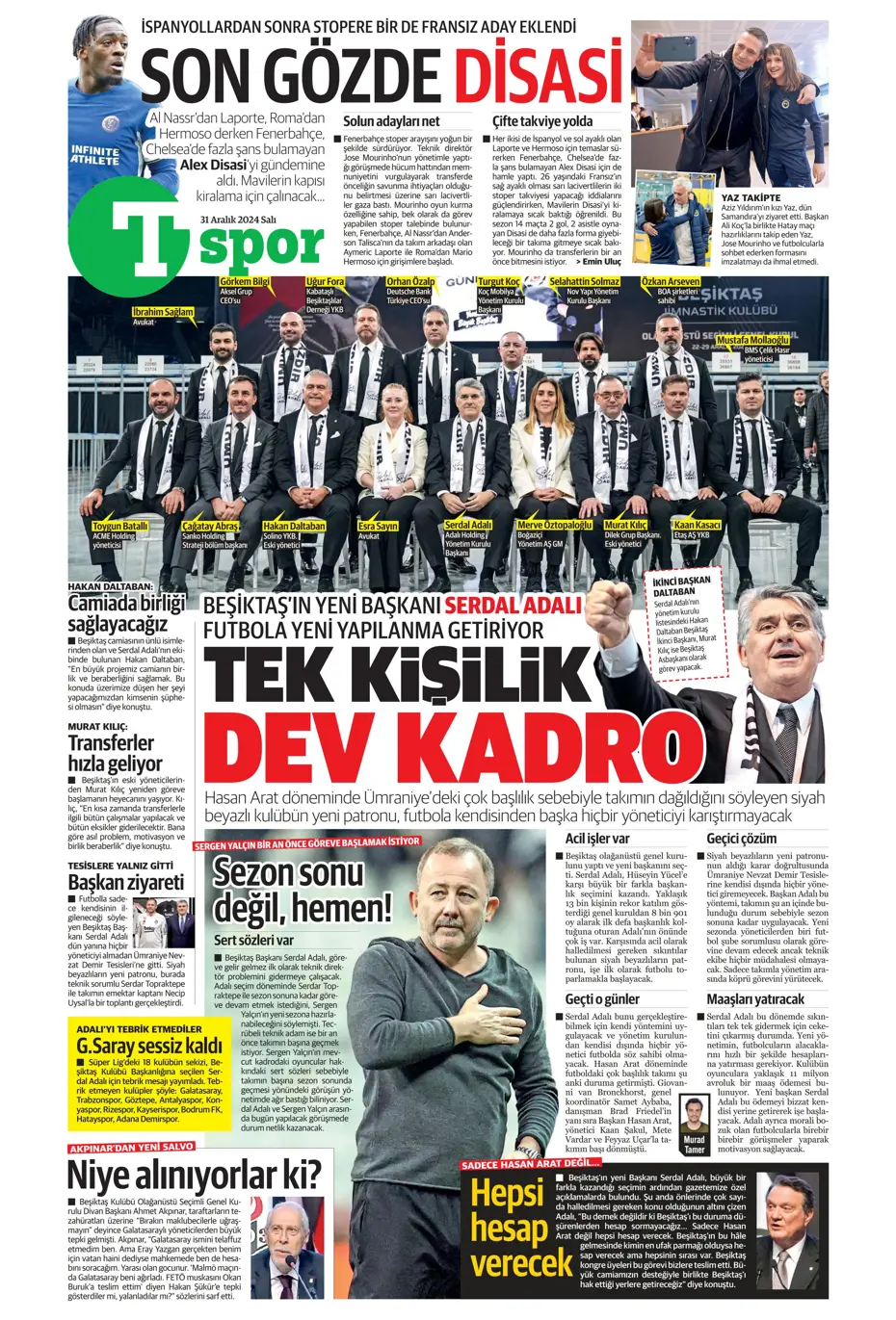"Sergen Yalçın'la ilk görüşme" | Sporun manşetleri - 36