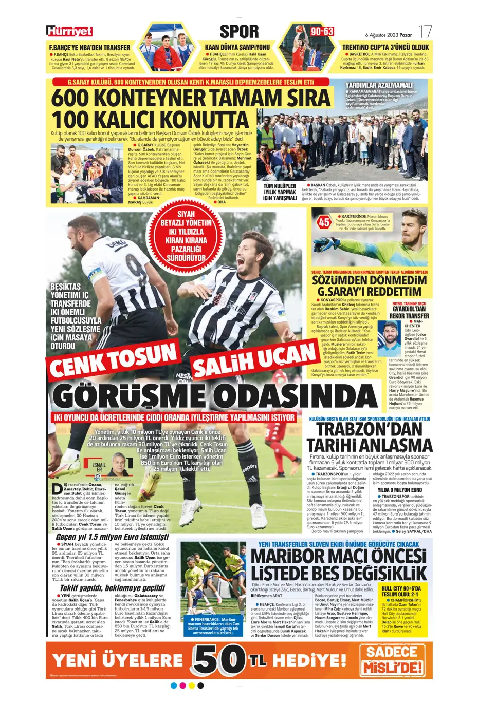 "Fener'e dünya yıldızı" | Sporun Manşetleri (6 Ağustos 2023) - 16