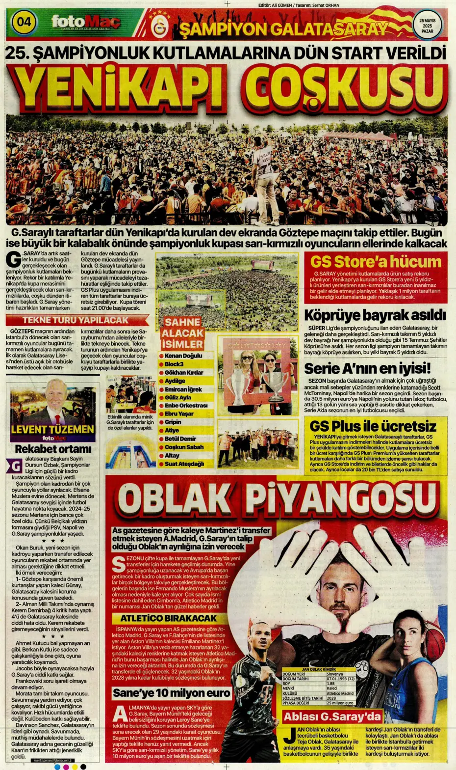 "Kap kupayı, tak yıldızı" | Sporun manşetleri - 11