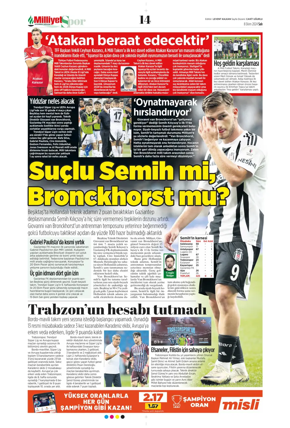 "Fenerbahçe'ye sürpriz golcü" | Sporun manşetleri (8 Ekim 2024) - 21