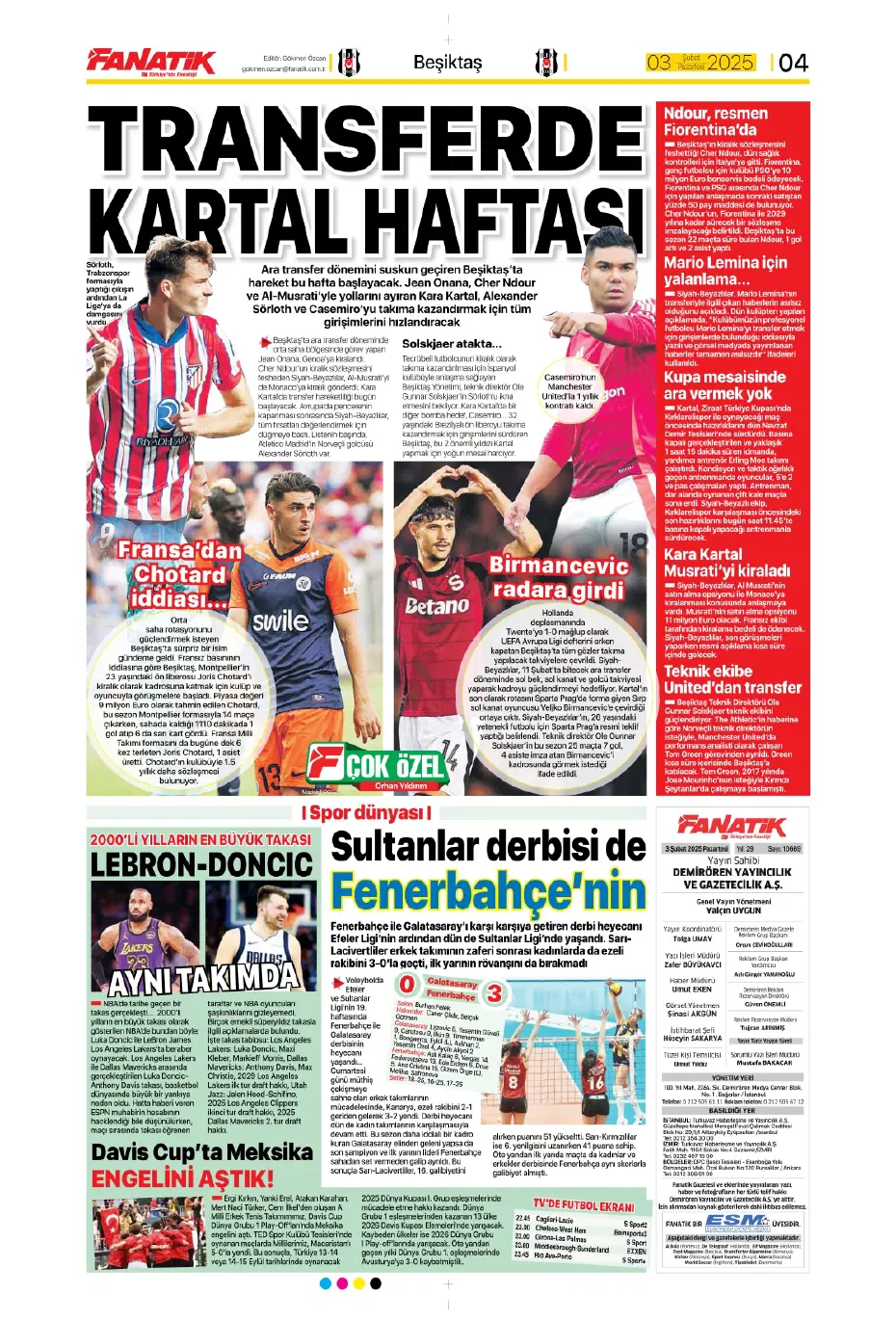 "Transferde Kartal haftası" | Sporun manşetleri - 5