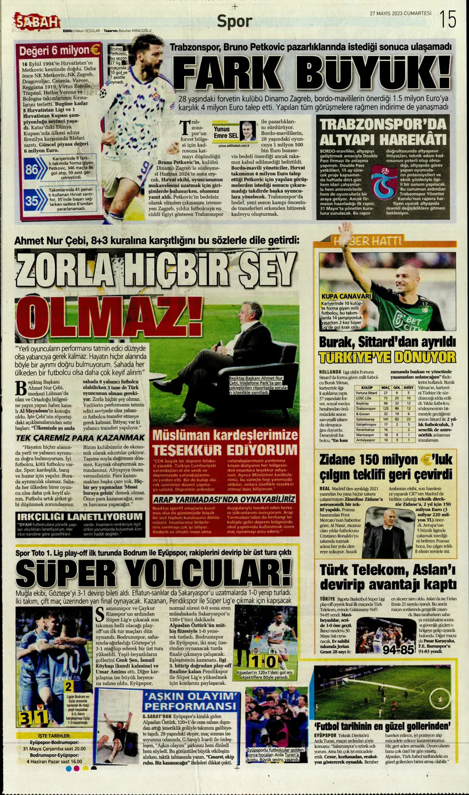 "4 geliyor, 3 gidiyor" | Sporun manşetleri (27 Mayıs 2023) - 15