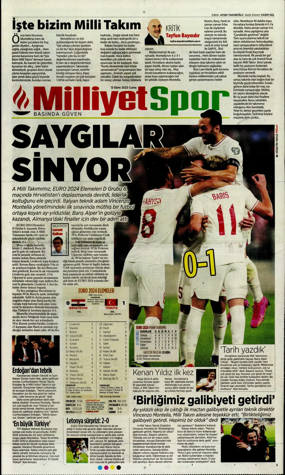 "Barış Yılmaz Türkiye yıkılmaz" | Sporun manşetleri (13 Ekim 2023) - 24 "Barış Yılmaz Türkiye yıkılmaz" | Sporun manşetleri (13 Ekim 2023) - 24