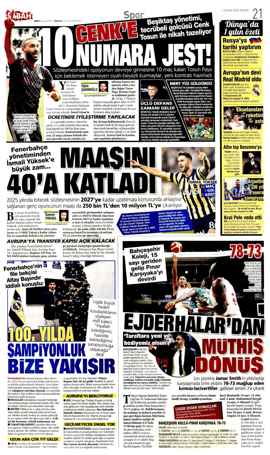 Sporun Manşetleri (1 Ocak 2023) - 33