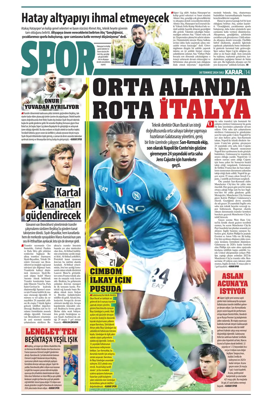 "Mourinho ateşi yaktı" | Sporun manşetleri (30 Temmuz 2024) - 20