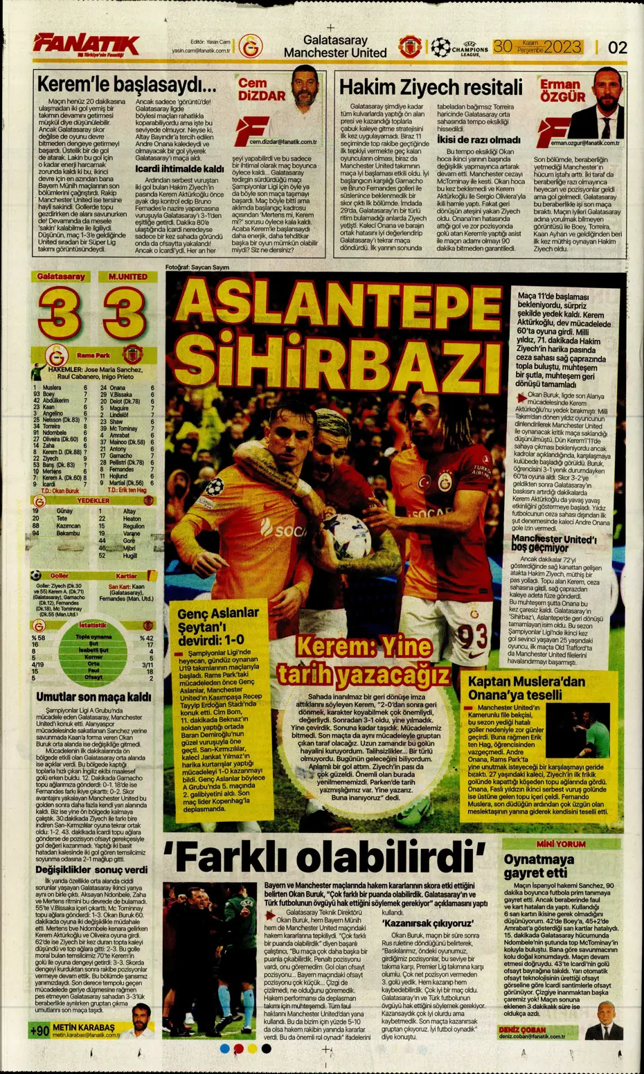 "Çok büyüksün Hakim Bey" | Sporun manşetleri (30 Kasım 2023) - 6