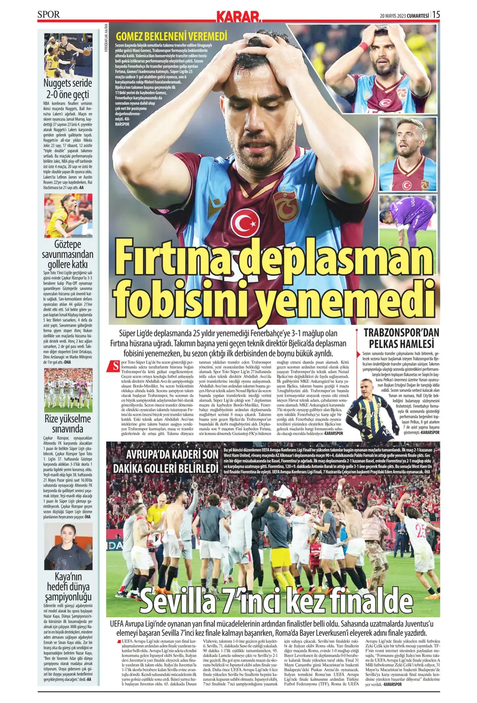 "Aslan'dan dev hamle" Günün spor manşetleri (20 Mayıs 2023) - 11