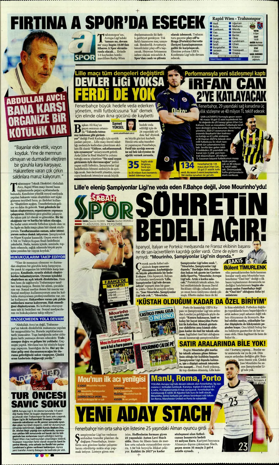 "Muci'yle yol ayrımı" | Sporun manşetleri (15 Ağustos 2024) - 26