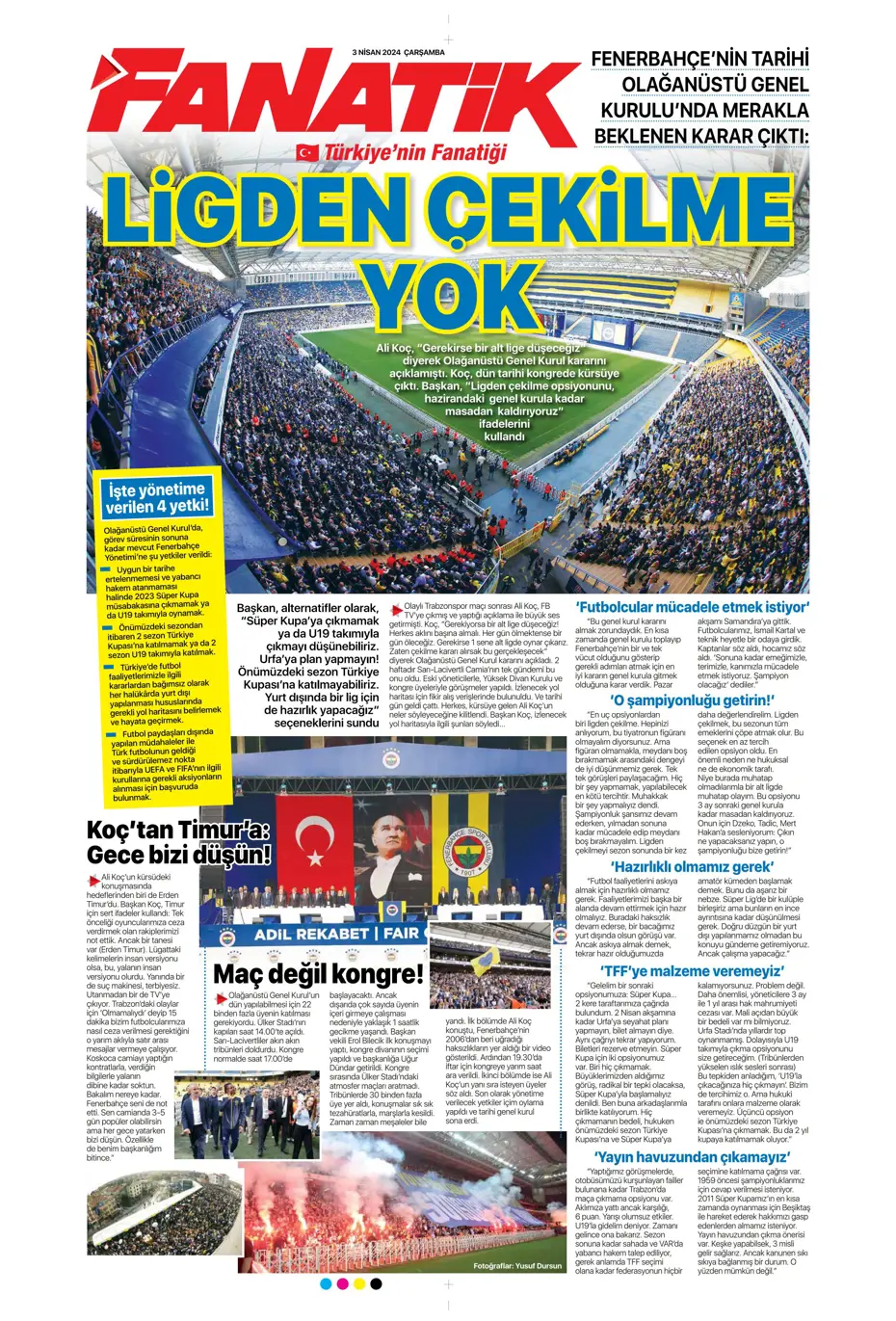 "Lige devam, kupa askıda" | Sporun manşetleri (3 Nisan 2024) - 30