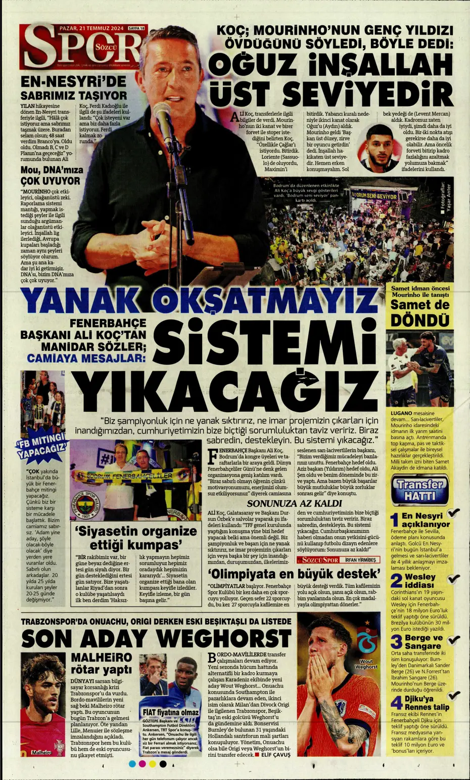 "Fenerbahçe'den Berge hamlesi" | Sporun Manşetleri (21 Temmuz 2024) - 31 "Fenerbahçe'den Berge hamlesi" | Sporun Manşetleri (21 Temmuz 2024) - 31