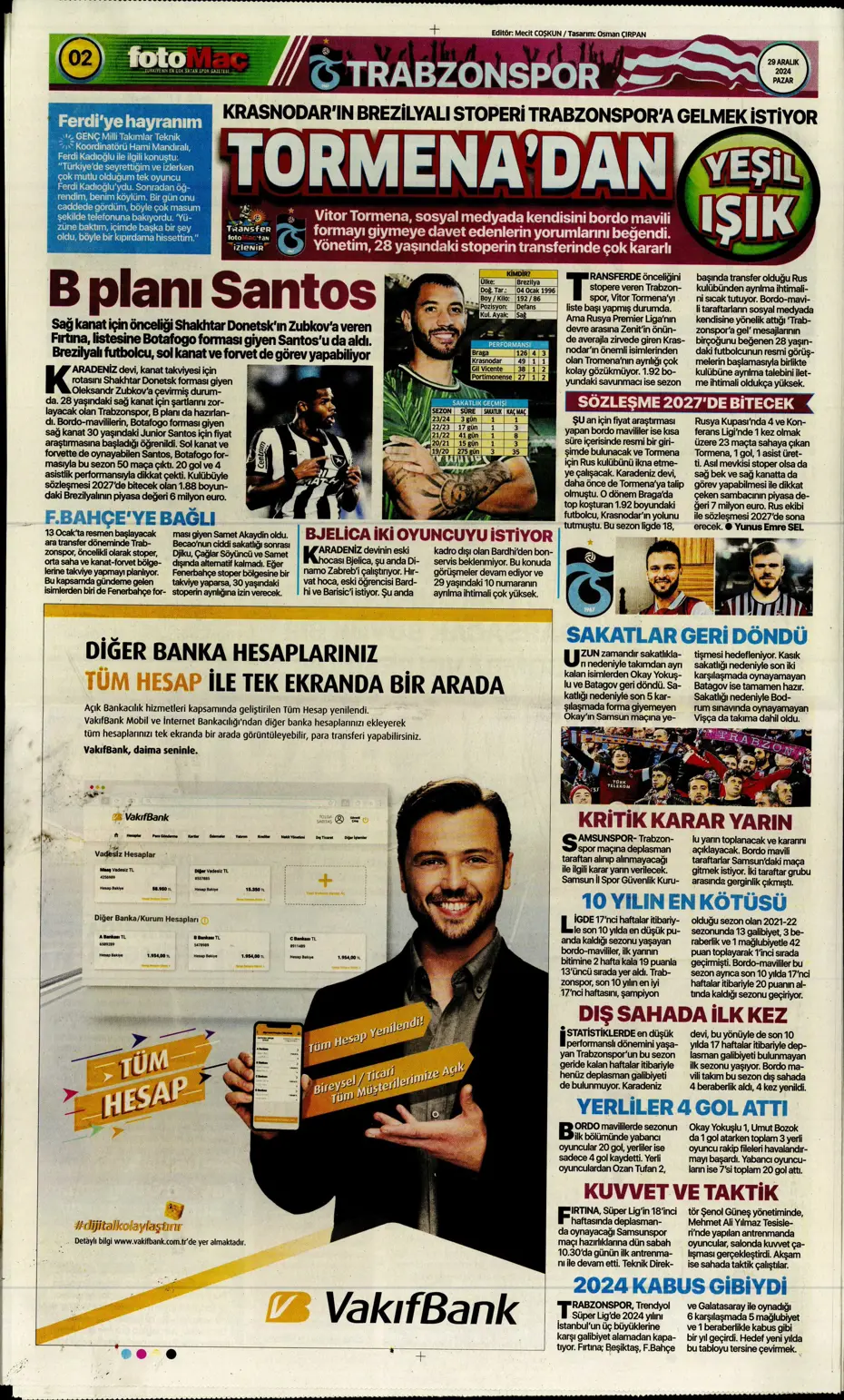 "Mikautadze'de sona doğru" | Sporun manşetleri (29 Aralık 2024) - 11