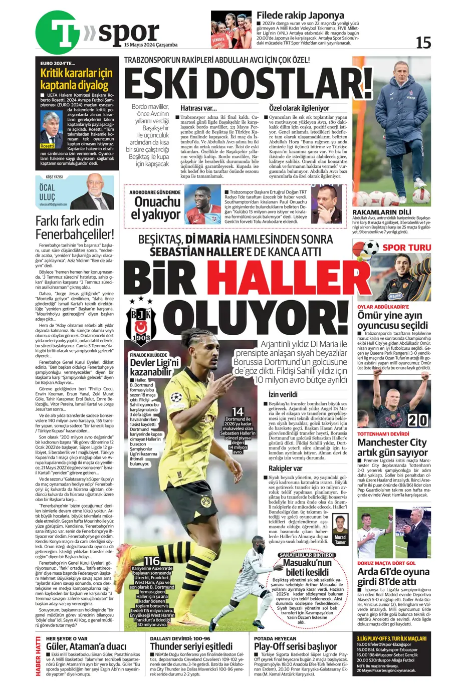 "Mourinho'ya 100 milyon euro" | Sporun manşetleri (15 Mayıs 2024) - 23