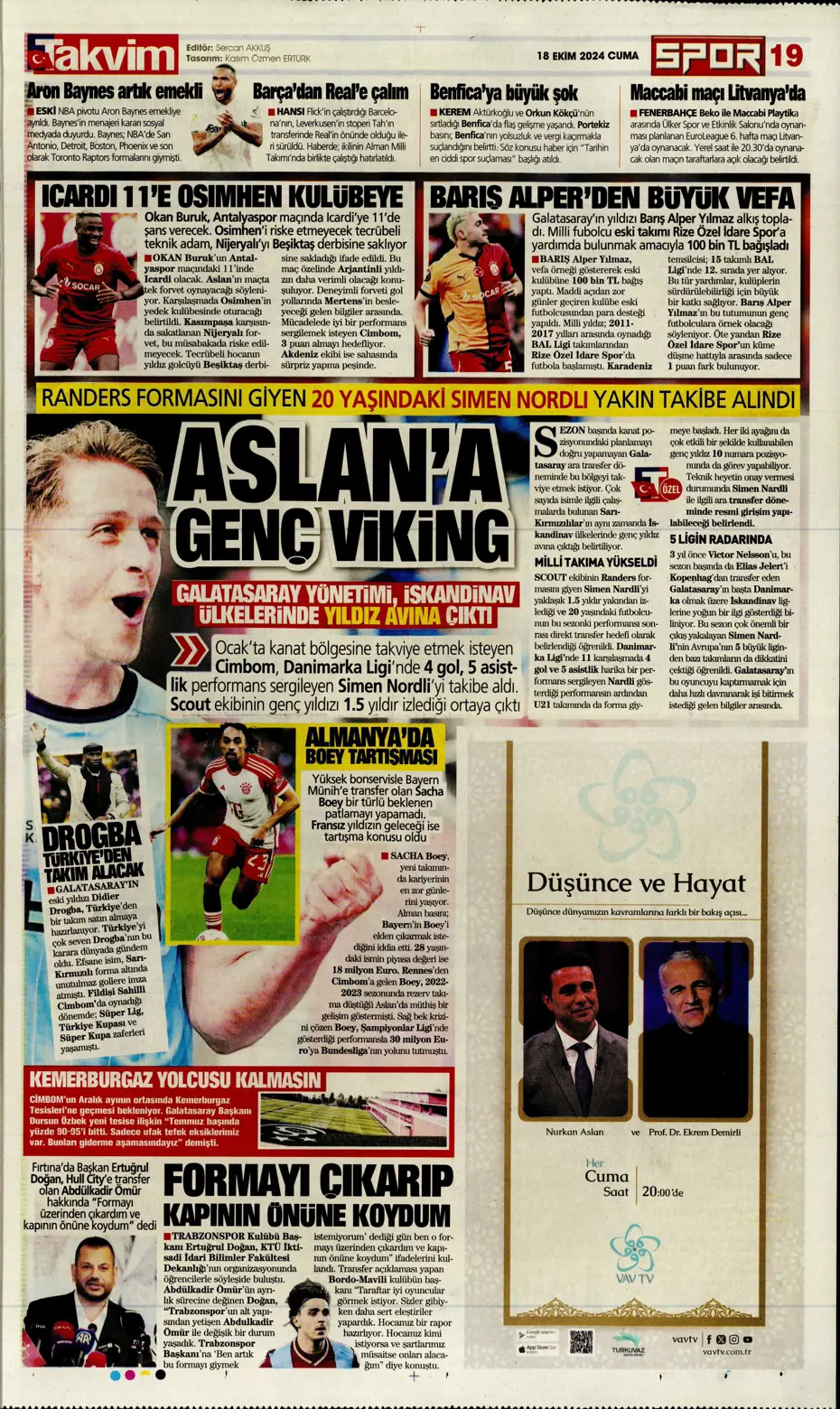 "Fenerbahçe'ye 1 milyar euroluk bomba" | Sporun manşetleri (18 Ekim 2024) - 35