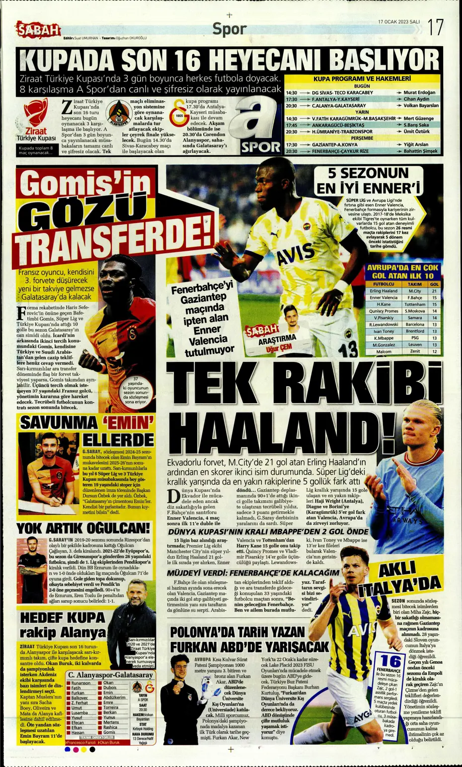 Sporun Manşetleri (17 Ocak 2023) - 18