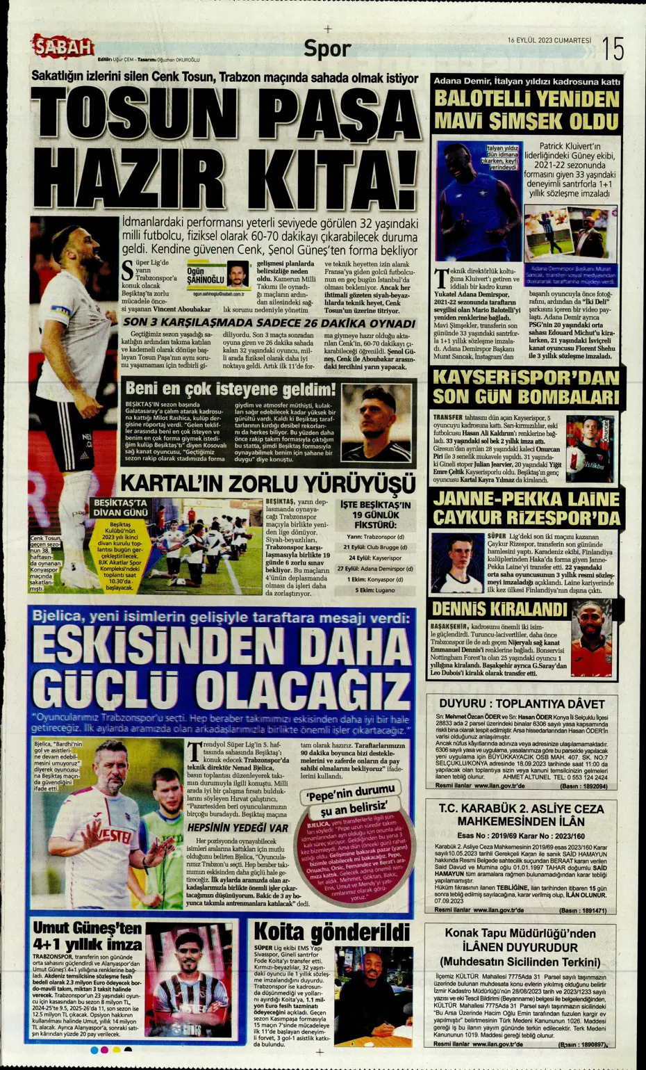 "Süper Lig'de transfer rekoru" | Sporun Manşetleri - 27