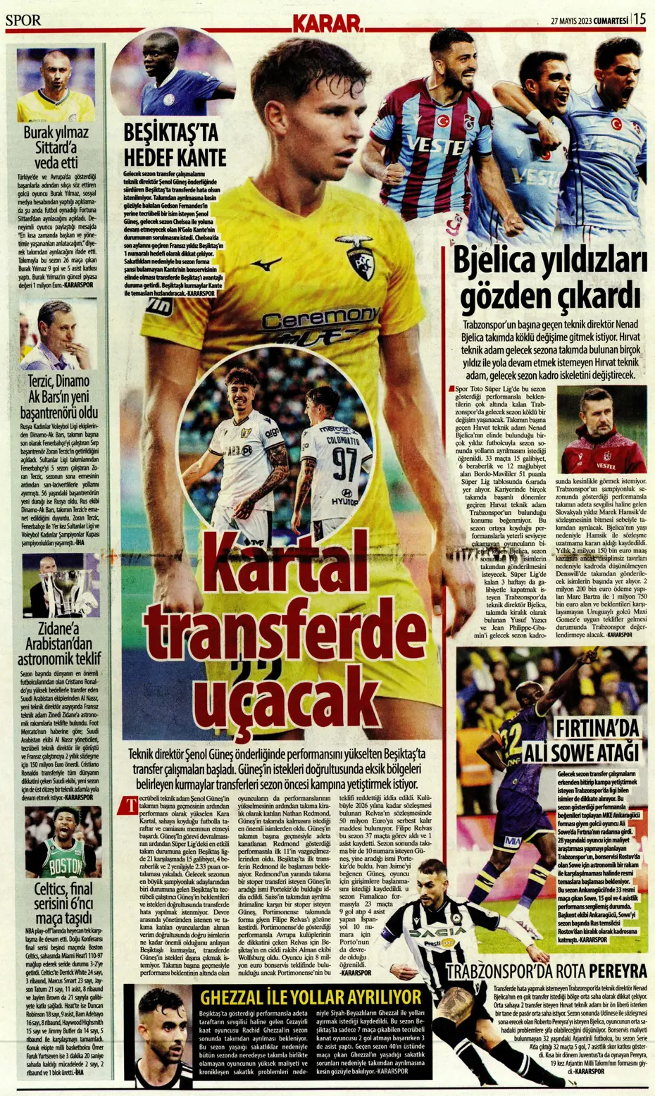 "4 geliyor, 3 gidiyor" | Sporun manşetleri (27 Mayıs 2023) - 13