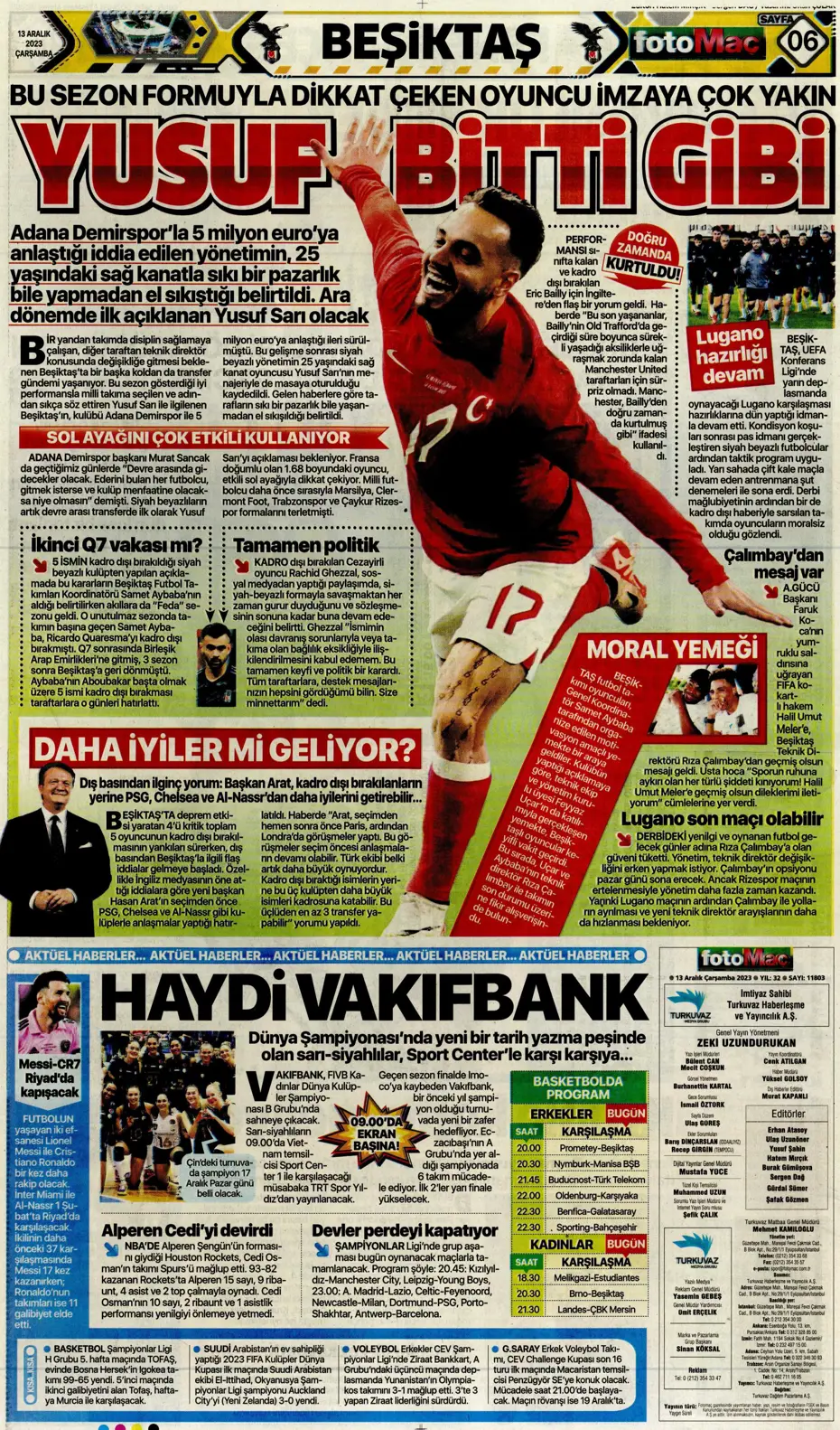 "Aslan'ın yeni yeri Avrupa Ligi" | Sporun manşetleri (13 Aralık 2023) - 13