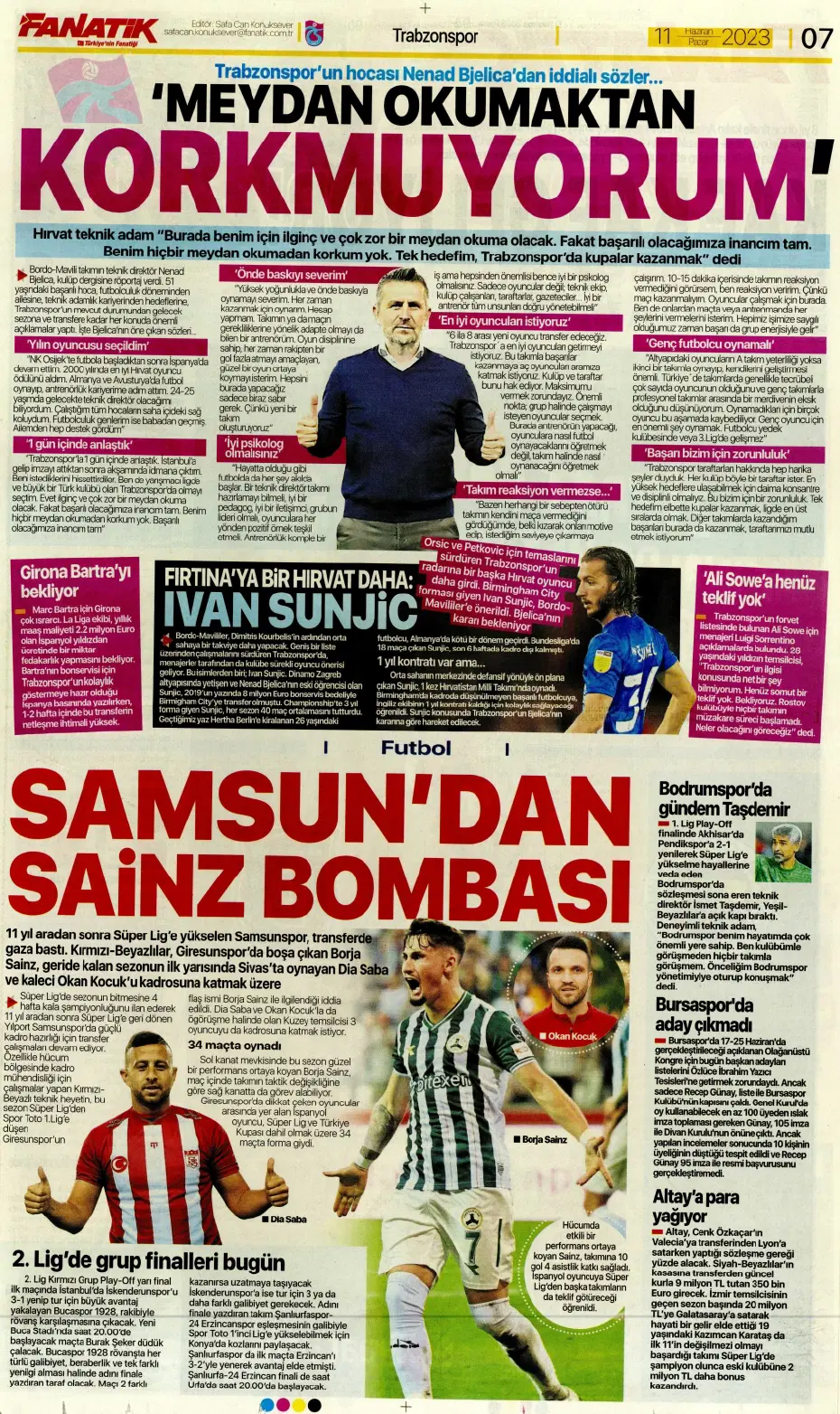 "F.Bahçe'ye veda etti" | Sporun manşetleri (11 Haziran 2023) - 7