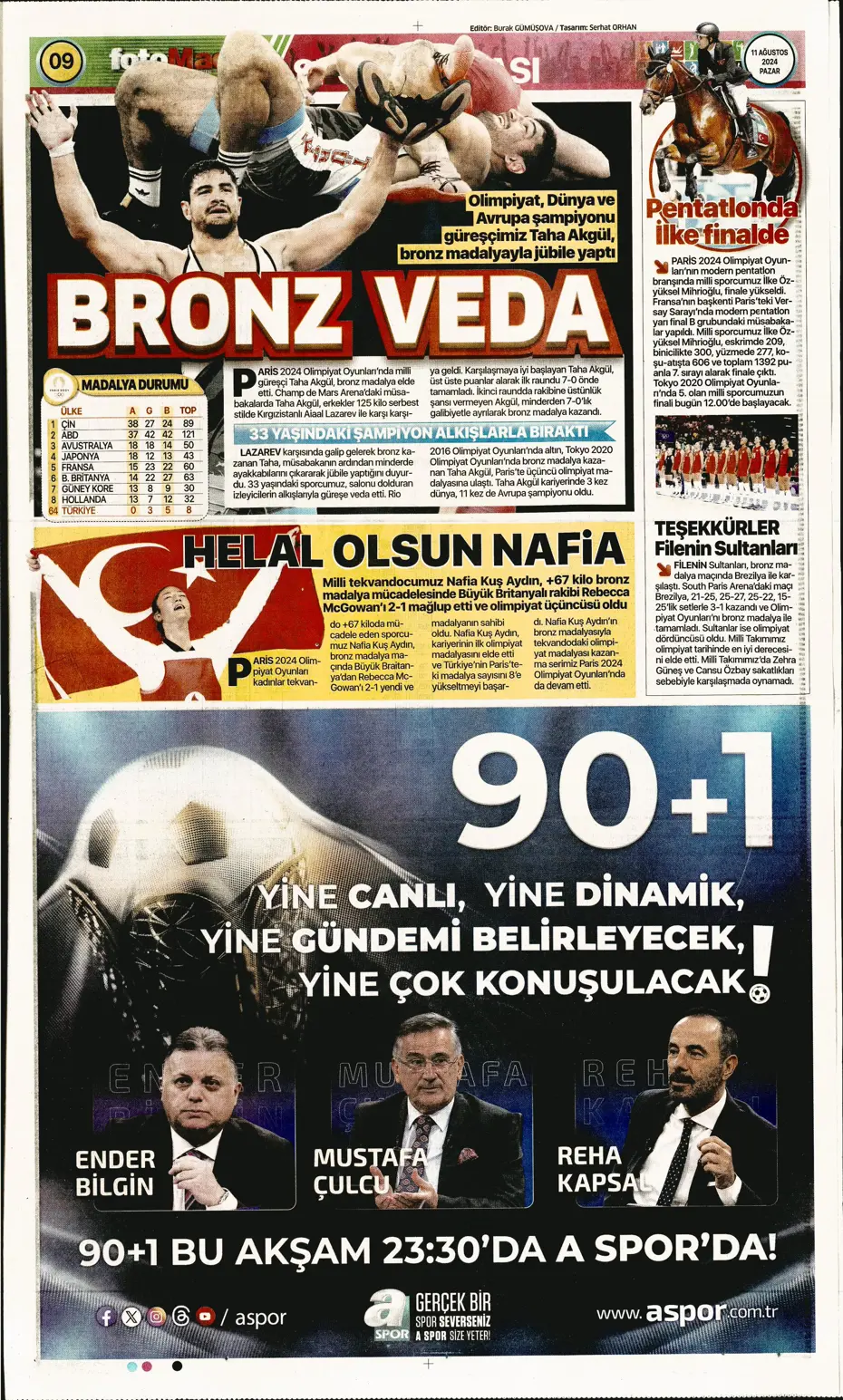 "Mou varsa fire yok" | Sporun manşetleri (11 Ağustos 2024) - 18