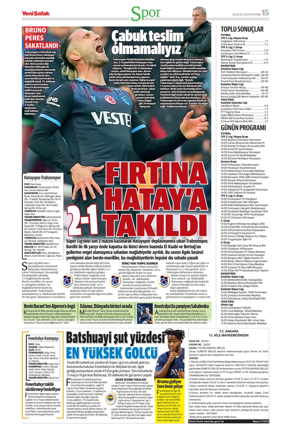 Sporun Manşetleri (29 Ocak 2023) - 53