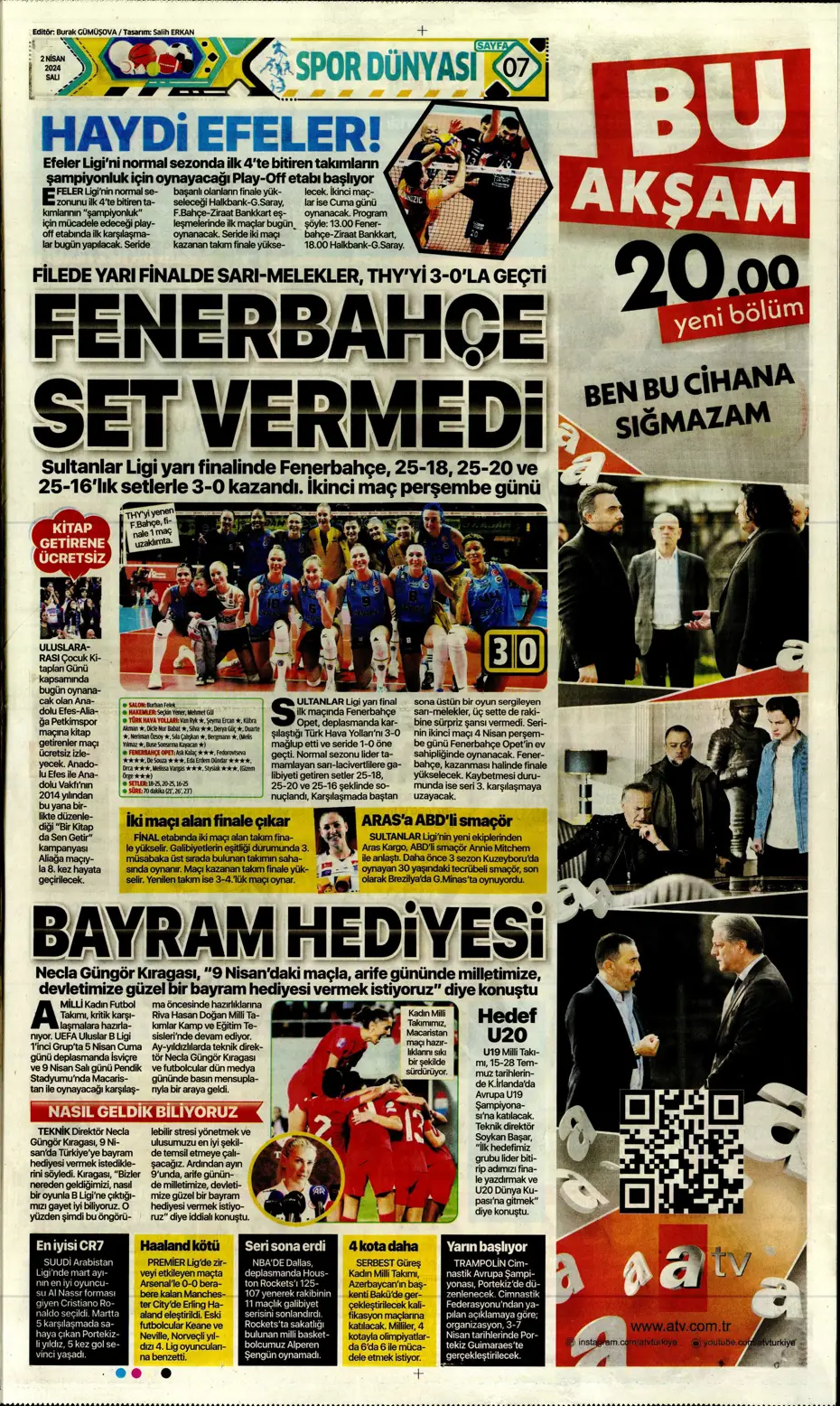 "Fenerbahçe'de tarihi gün" | Sporun manşetleri (2 Nisan 2024) - 15 "Fenerbahçe'de tarihi gün" | Sporun manşetleri (2 Nisan 2024) - 15