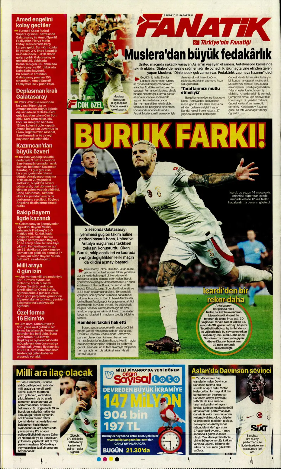"Ağa da paşa da Fenerbahçe" | Sporun manşetleri (9 Ekim 2023) - 10 "Ağa da paşa da Fenerbahçe" | Sporun manşetleri (9 Ekim 2023) - 10