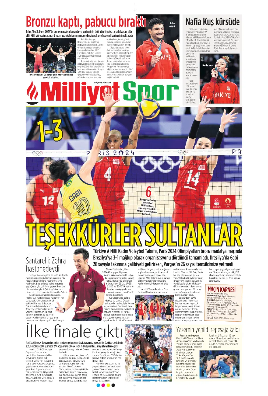 "Mou varsa fire yok" | Sporun manşetleri (11 Ağustos 2024) - 21