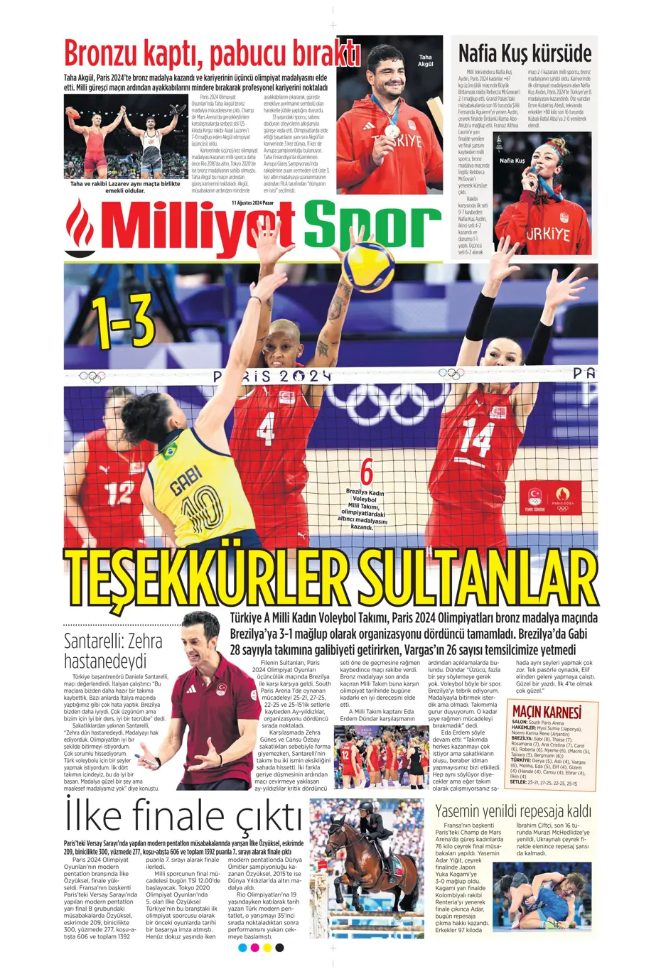 "Mou varsa fire yok" | Sporun manşetleri (11 Ağustos 2024) - 30