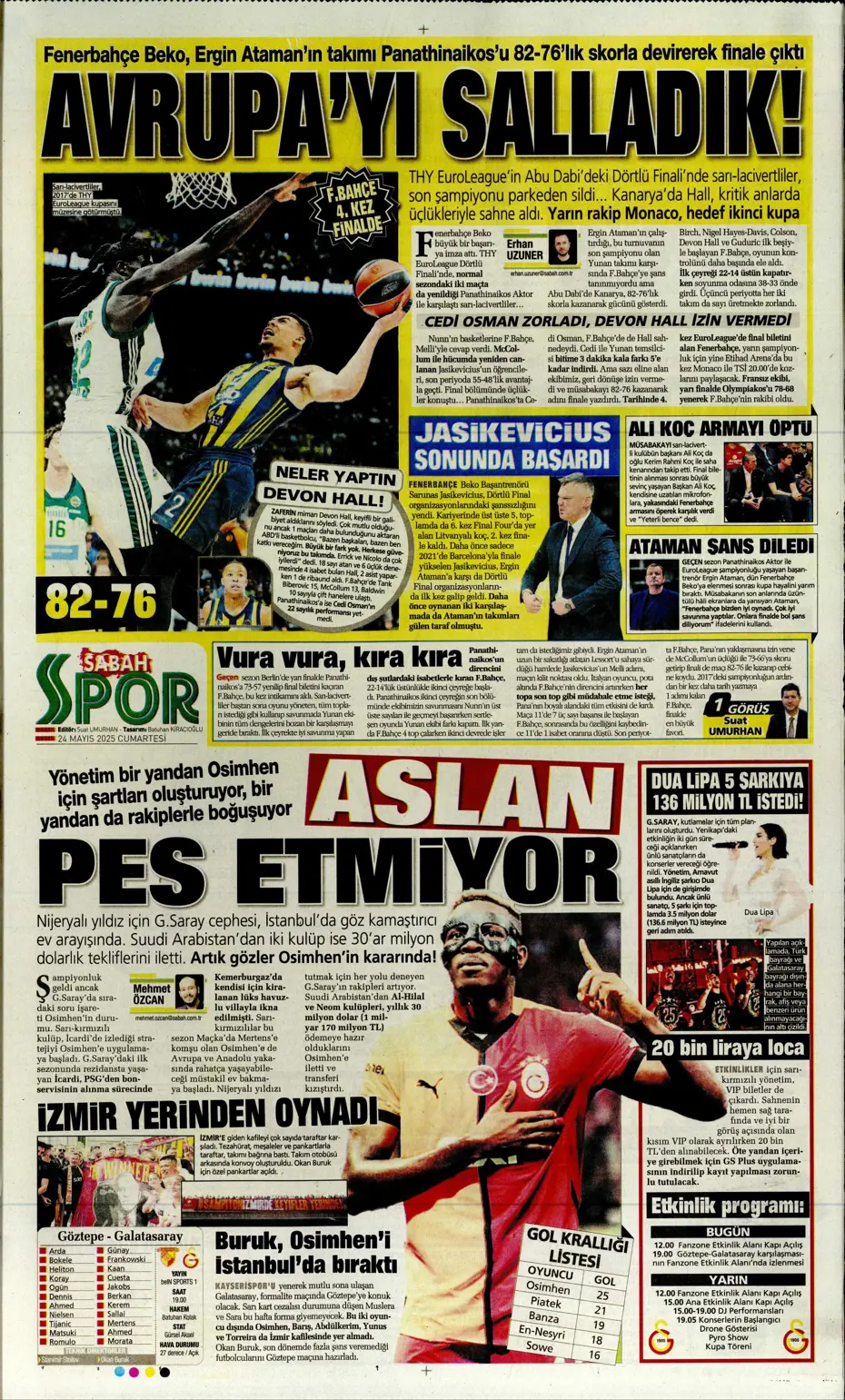 "Final-Four'da Fenerbahçe destanı" | Sporun manşetleri - 25