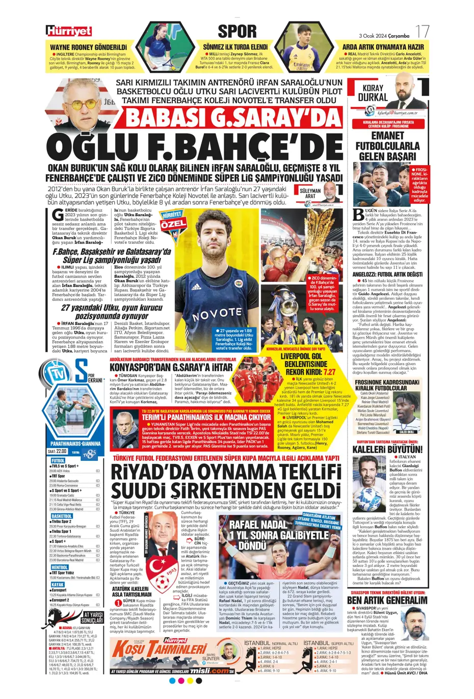 "Kartal'da Gabigol sürprizi" | Sporun manşetleri (3 Ocak 2024) - 15