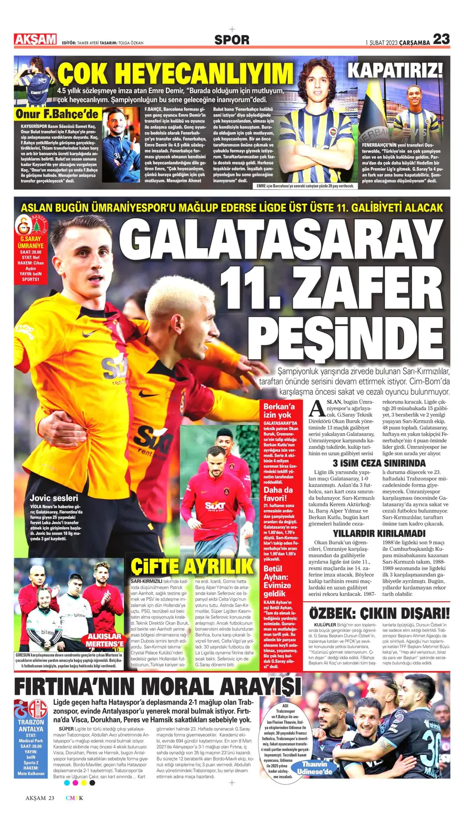 Sporun Manşetleri (1 Şubat 2023) - 2