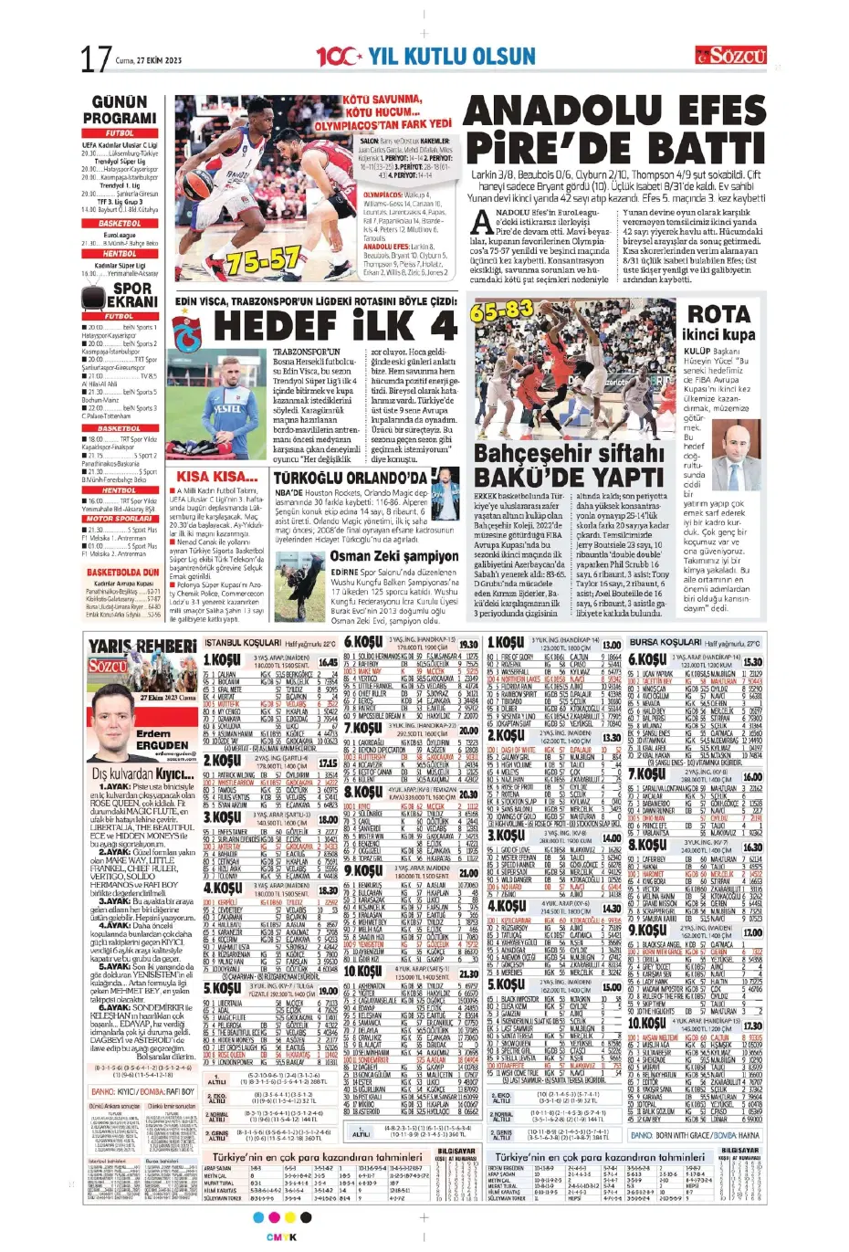 "Yüzyılın Fener'i" | Sporun manşetleri (27 Ekim 2023) - 22