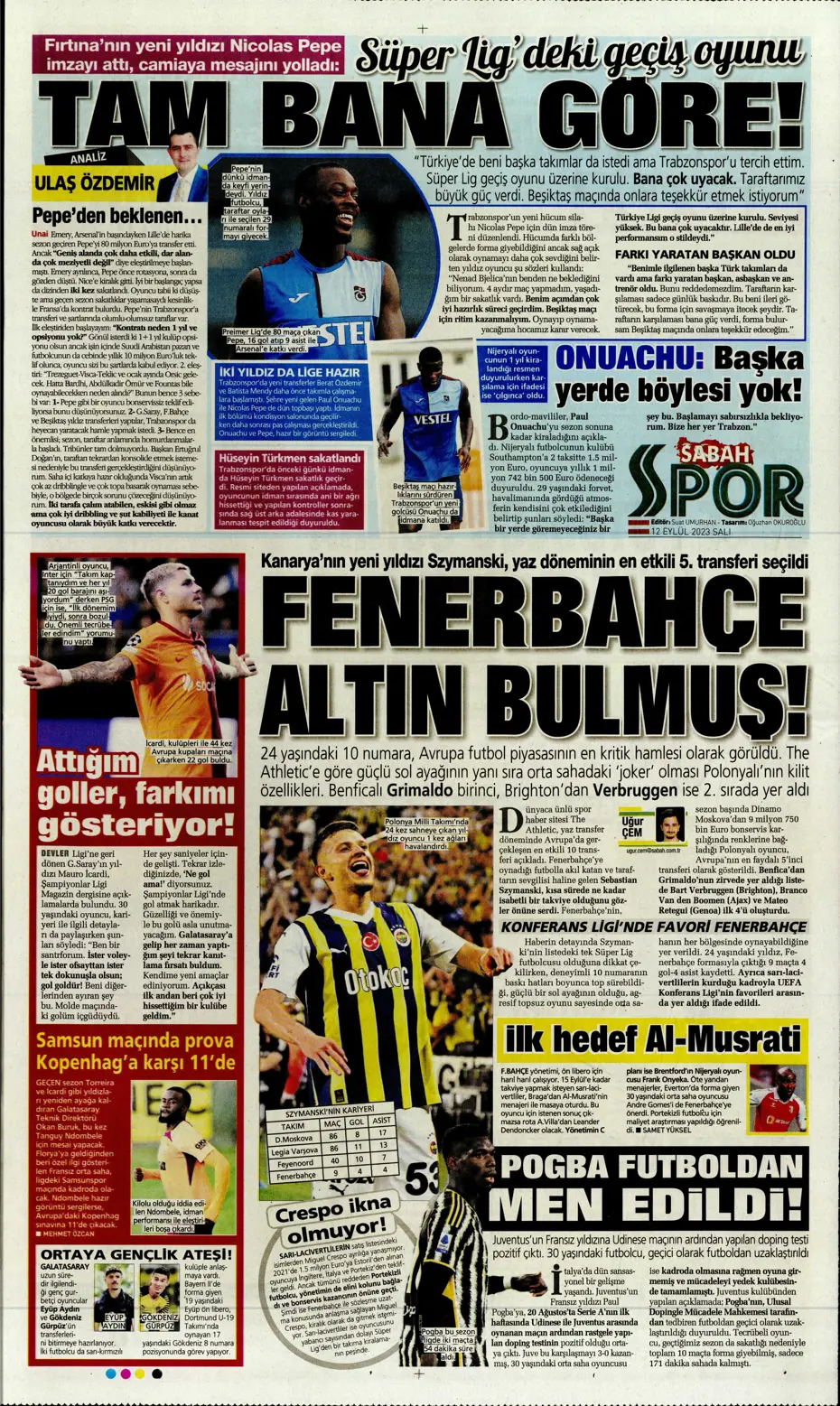 "Kartal'da Lingard sürprizi" | Sporun manşetleri (12 Eylül 2023) - 24