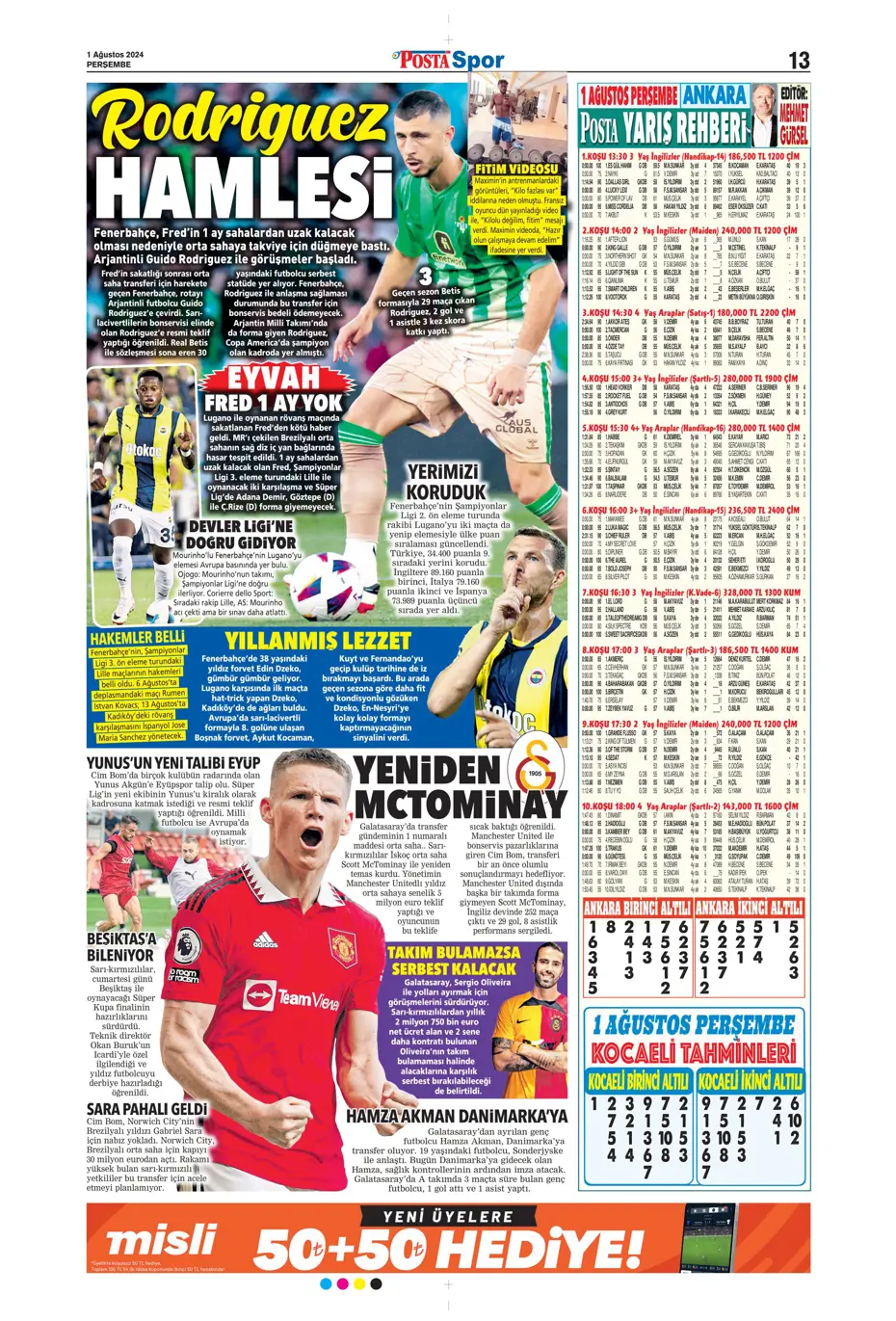 "McTominay Aslan oluyor" | Sporun manşetleri (1 Ağustos 2024) - 23 "McTominay Aslan oluyor" | Sporun manşetleri (1 Ağustos 2024) - 23