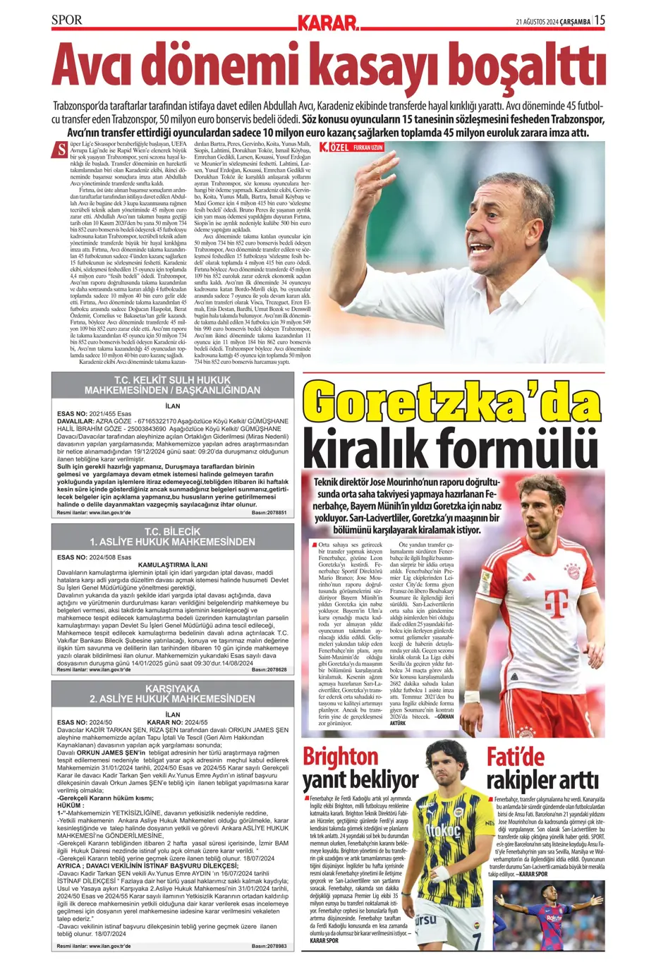 "Dev plan Anderson Talisca" | Sporun manşetleri - 19