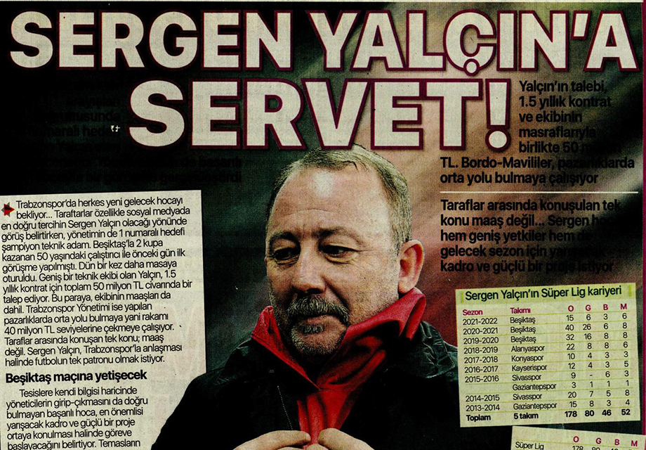 "Sergen Yalçın'a servet" - Sporun manşetleri (8 Nisan 2023)