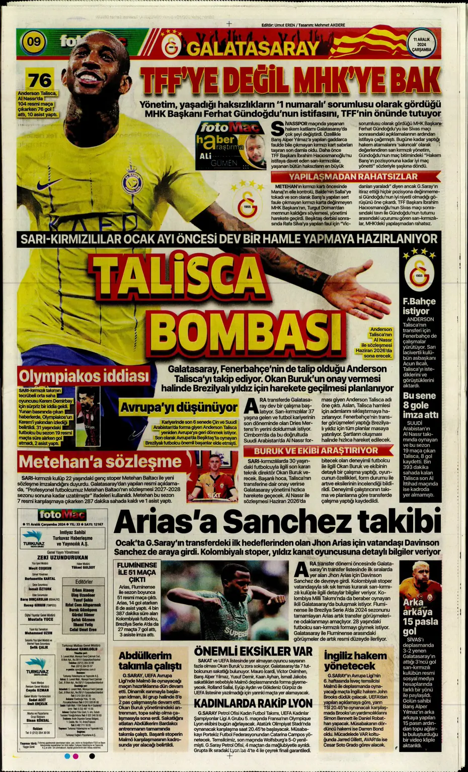 "Galatasaray'dan Talisca bombası" | Sporun manşetleri - 13