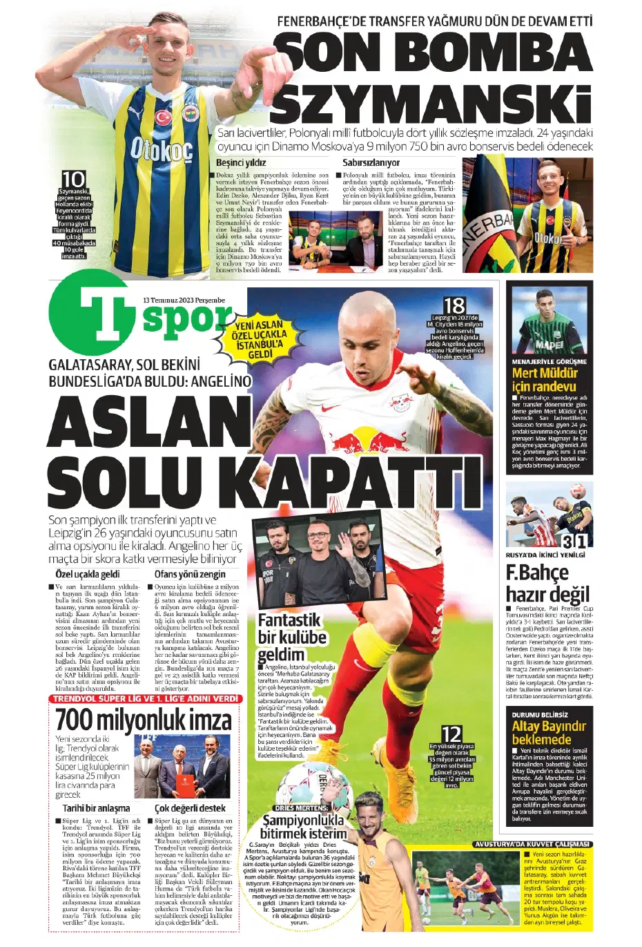 "Aslan Thiago" | Sporun manşetleri (13 Temmuz 2023) - 23