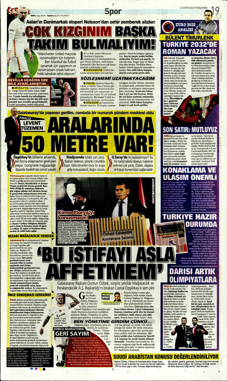 "Amiral gemisi Galatasaray" | Sporun manşetleri (12 Ekim 2023) - 26