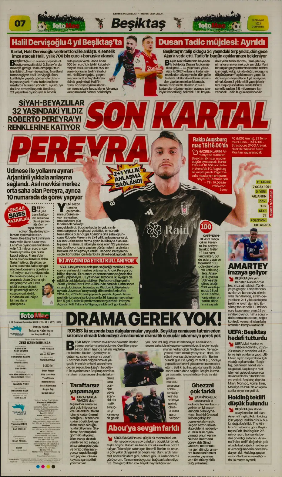 "Tadic yola çıktı" | Sporun manşetleri (15 Temmuz 2023) - 11 "Tadic yola çıktı" | Sporun manşetleri (15 Temmuz 2023) - 11