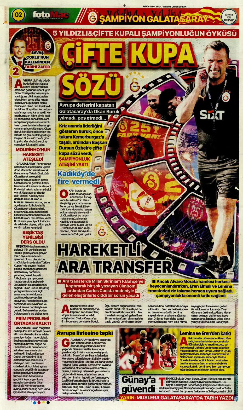 "Aslan Cherki'ye gidiyor" | Sporun manşetleri - 8