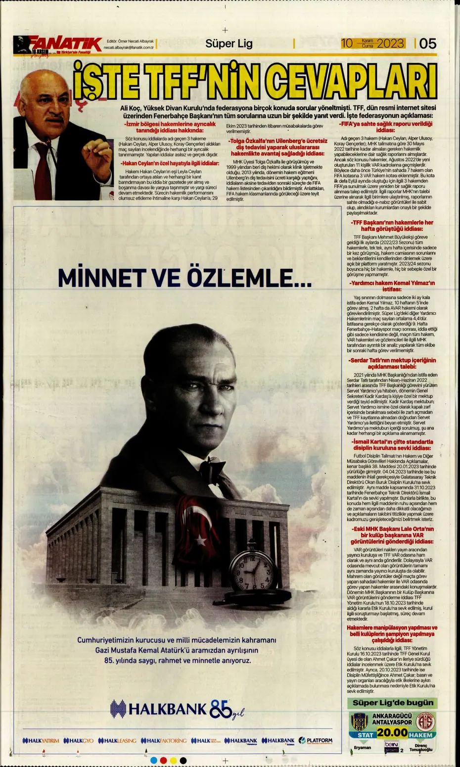 "Antonio Nobre'den skandal cevap" | Sporun manşetleri (10 Kasım 2023) - 9